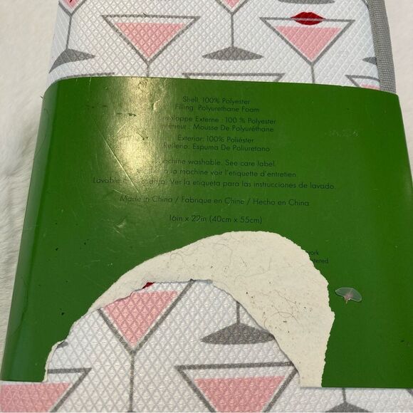 Kate Spade Martini Glass Dish Drying White Gray Pink Set of 2 Reversible NWT - Picture 5 of 6